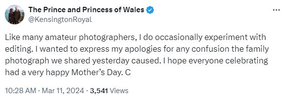 Kate has issued an apology following the 'editing fail'