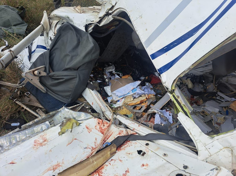 The plane crashed into a smaller aircraft