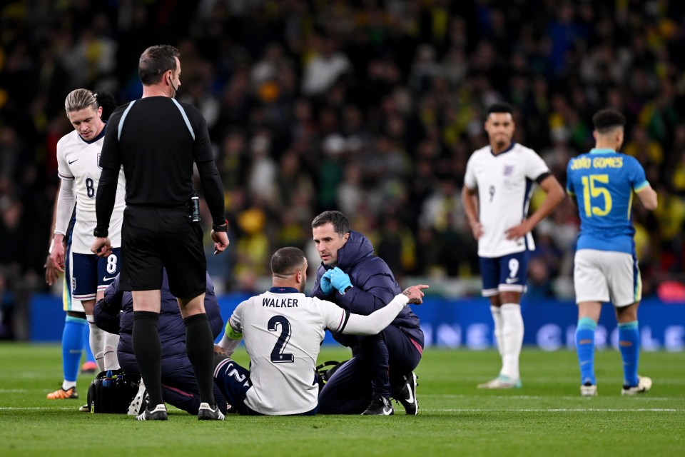 Kyle Walker went off injured during tonight's clash