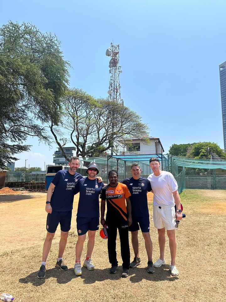 Flintoff joined the Lancashire Cricket Academy tour and posed with Sri Lanka spin-bowling great Muttiah Muralitharan.