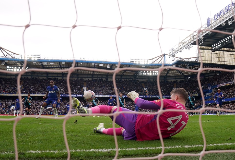 Sterling had a penalty saved during the first half against Leicester