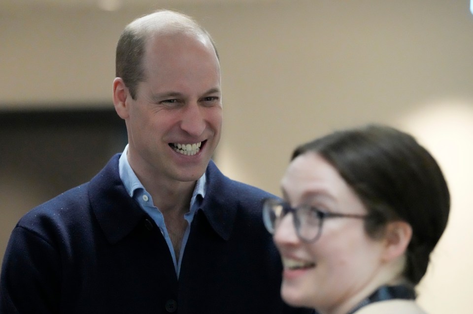 Prince William appeared upbeat during his visit today