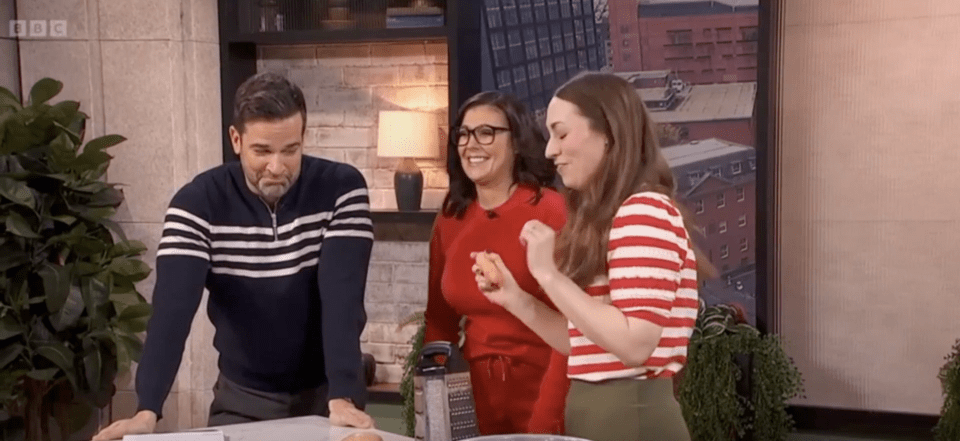 Morning Live presenters Gethin Jones and Kym Marsh were left stunned when guest Kate Hall was forced to apologise after using a phrase not usually considered appropriate for daytime TV