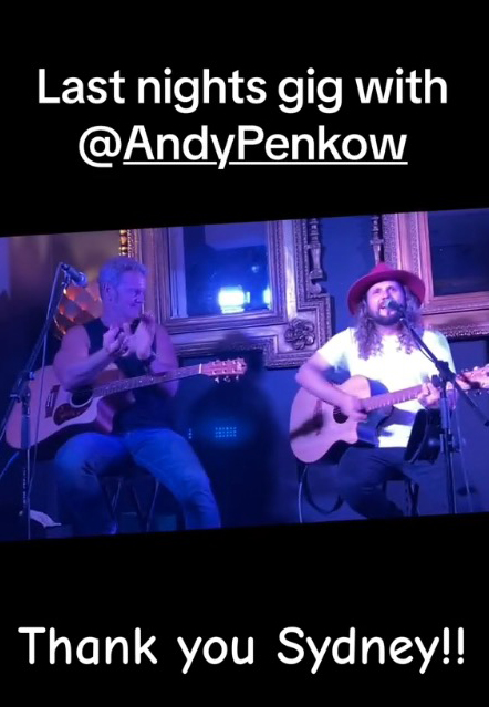 The actor then played guitar for country star Andy Penkow