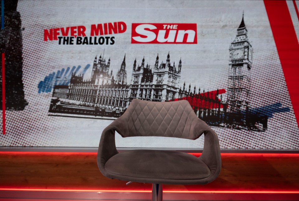 Lee Anderson was replaced by an empty chair after he chickened out of The Sun’s new politics show Never Mind The Ballots