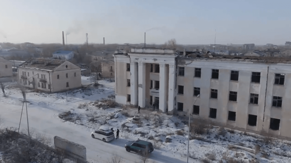 An abandoned KGB building in Kurchatov, Kazakhstan