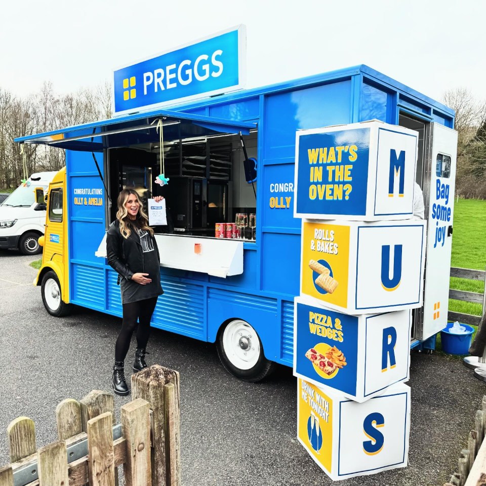 Olly’s wife Amelia said: ‘Feel very honoured to be the first to have a Preggs van at my baby shower’