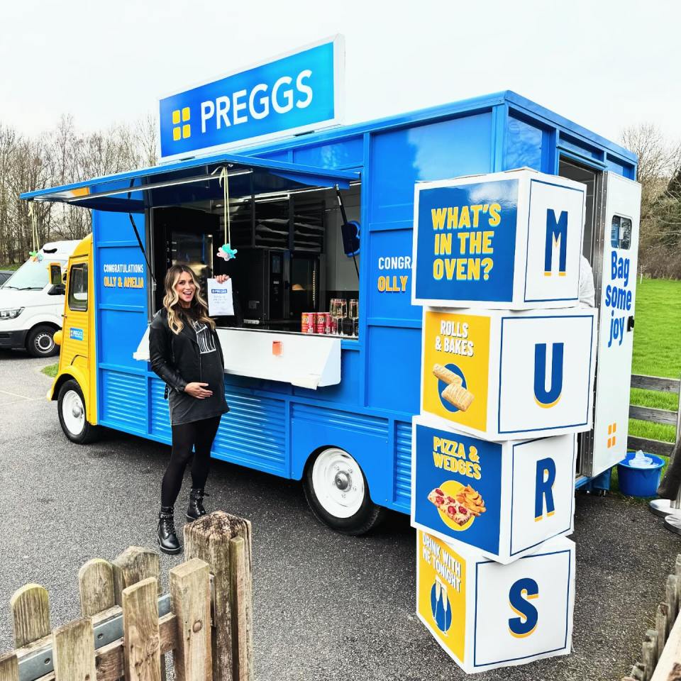 Olly's wife Amelia said: 'Feel very honoured to be the first to have a Preggs van at my baby shower'