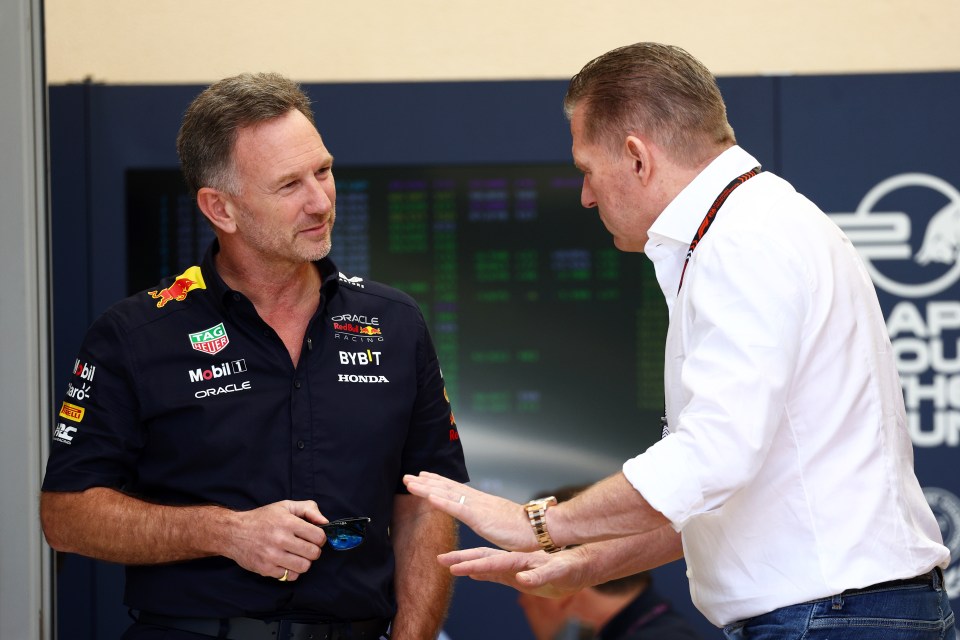 Horner was pictured in tense talks with Jos Verstappen in Bahrain