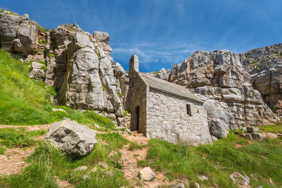 St Govan is said to have protected the bay from pirates