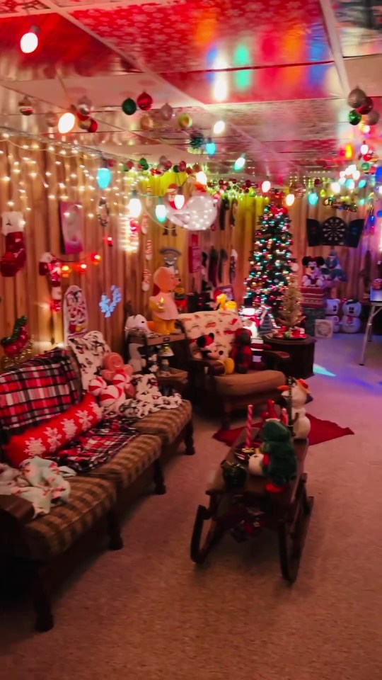 The cellar is decked out with baubles, trees and Christmas ornaments