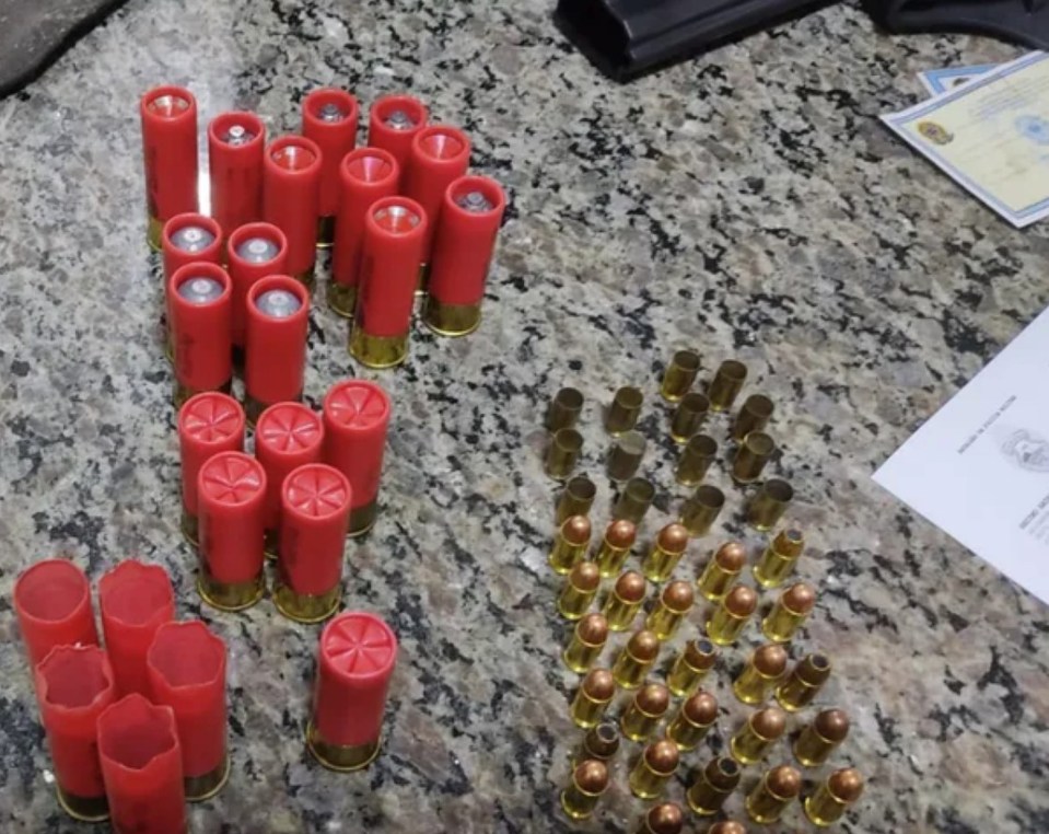 Cops found a shotgun, ammunition, and a .380 pistol at the suspect's home in Brazil