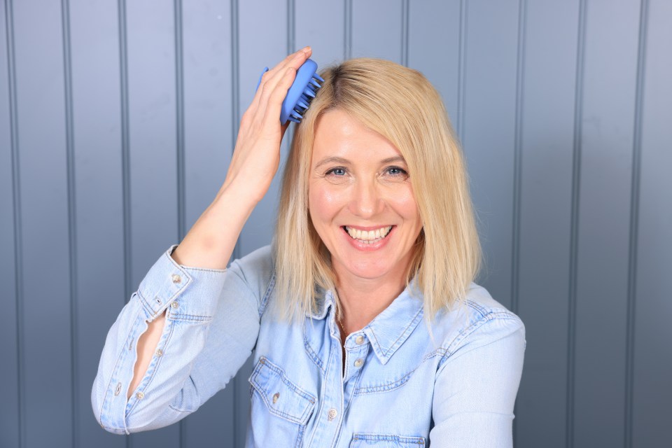 The shower brush gives your head a massage