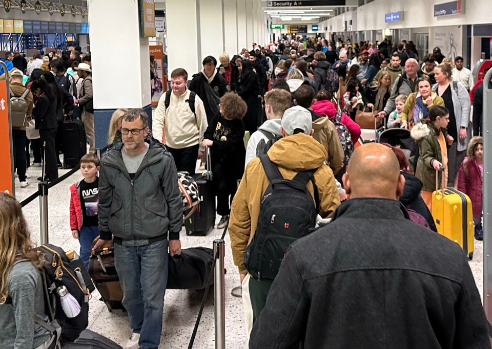 Queues at Manchester airport this morning as holidaymakers make their getaway