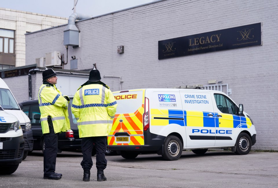 Humberside Police said a ‘quantity of what we suspect to be human ashes’ was also removed from Legacy Funeral Directors in Hull