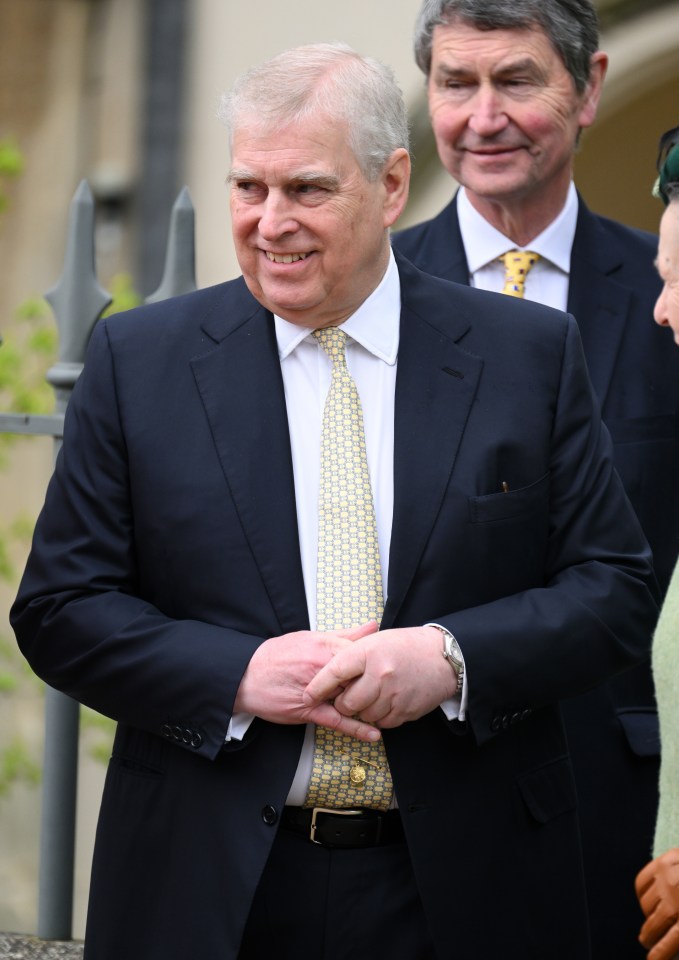 The King's disgraced younger brother Prince Andrew, 64, arrived by car with Princess Anne