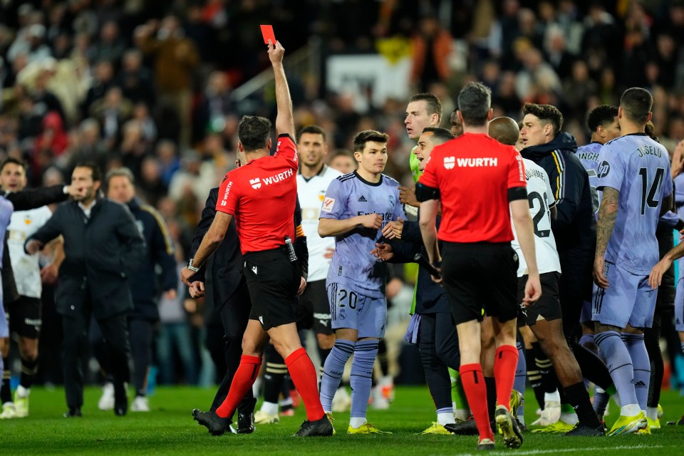 He was sent-off after the whistle and could face a three-match ban