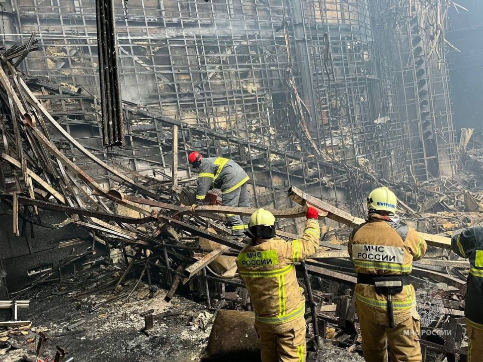 The mangled and burnt ruins of the concert hall today