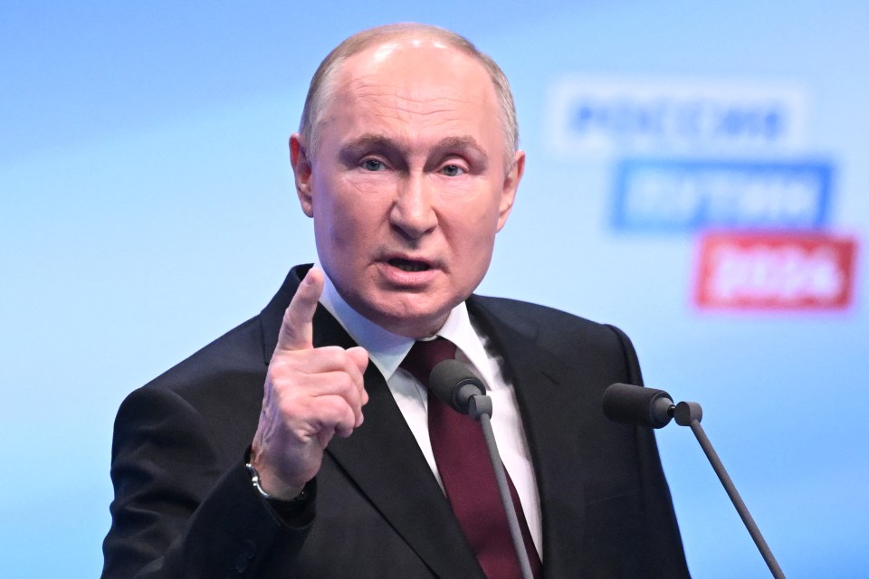 A boastful Vladimir Putin thanked Russians for their ‘support’ – despite there being no real candidates for him to beat