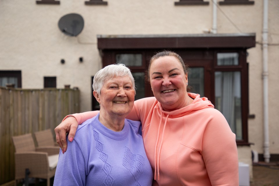 Sadie Docherty (left), 86, was overjoyed when she found out she’d won thousands this week from her home in Baillieston. Pictured right, with daughter Sharon