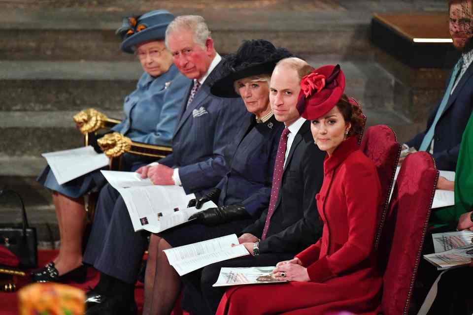 Queen Elizabeth, Charles, Camilla, William and Kate at the Commonwealth Service in March 2020