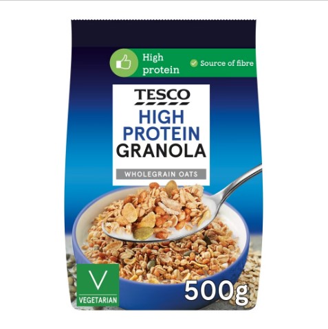 Tesco High Protein Granola contains only 221 calories per serve