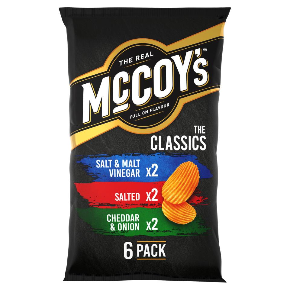 McCoy’s Classic Variety Multipack Crisps 6 Pack contain oly 132 calories per bag