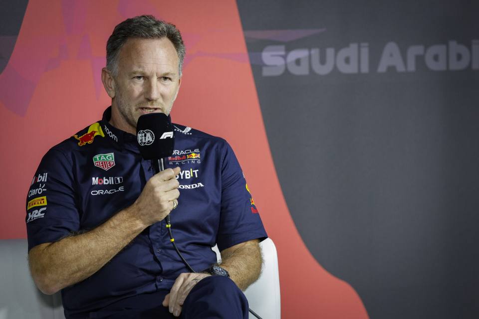 Red Bull boss Christian Horner speaks to the press ahead of the Saudi Arabian Grand Prix