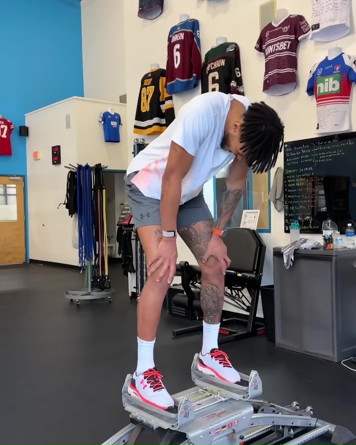 Mings shared video footage of him doing exercise on a machine