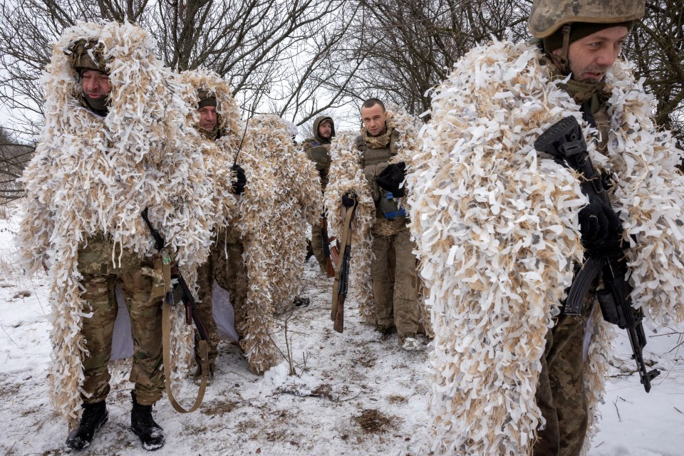 Ukrainian troops during training in Donetsk during the brutal winter months