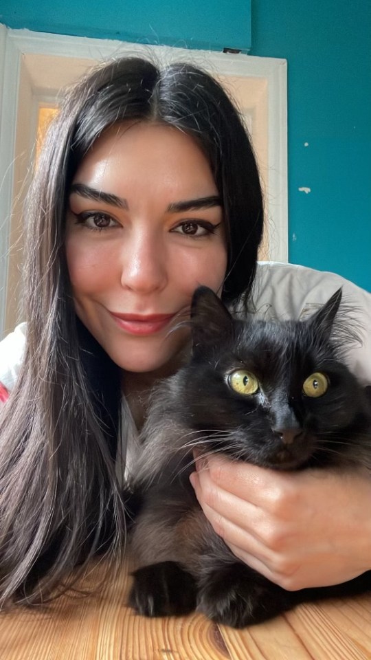 Beren Fidan, 31, was faced with a £10,000 bill after her cat Lasagna (pictured) stopped eating