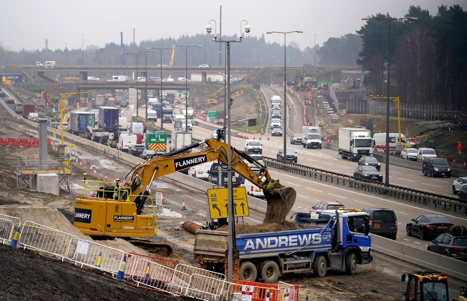 A bridge is demolished and a new gantry installed