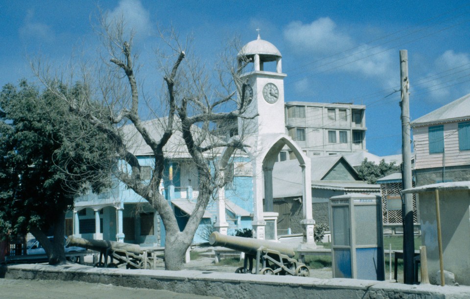 Buildings are now covered in layers of volcanic ash after the 1997 eruption