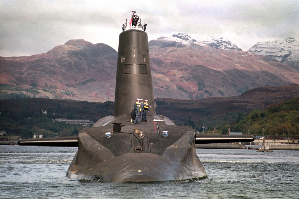 Starmer even told ITV he would be willing to push the nuclear button if Britain was under attack, pictured HMS Vanguard