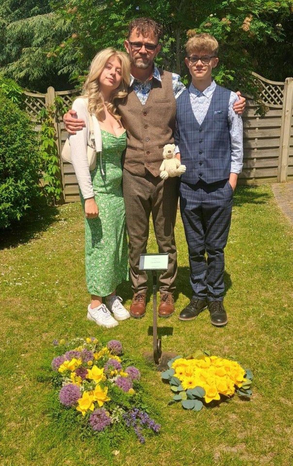 Mark, Amelia and Arthur at Cecilia’s funeral