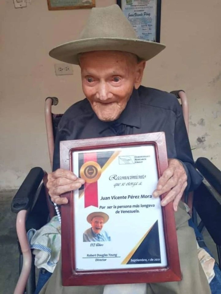 Juan Vincente Perez Mora was the previous world's oldest man at 114 but he died last week