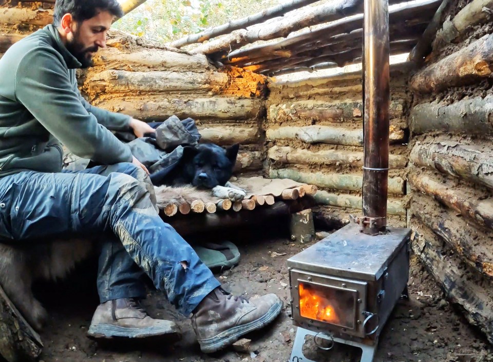 He builds his own fireplaces to keep warm in colder months