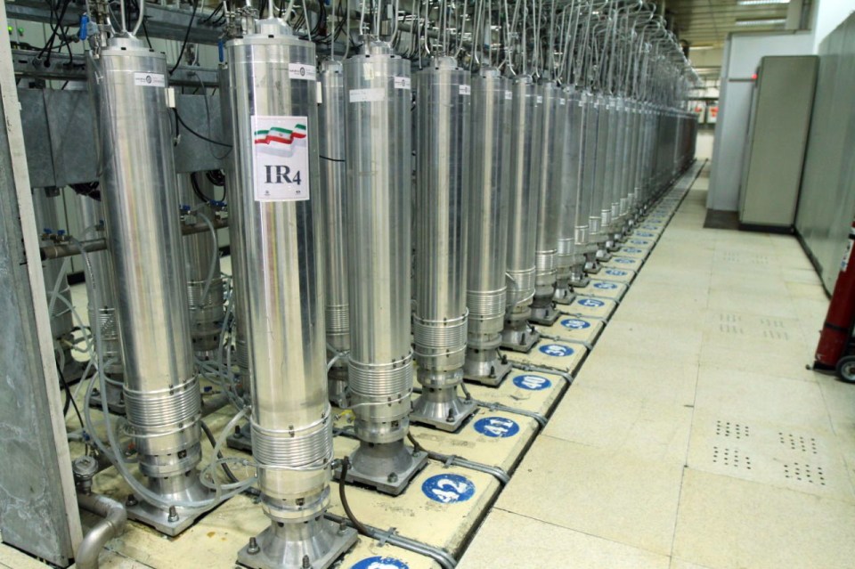 Centrifuge machines in the Natanz uranium enrichment facility