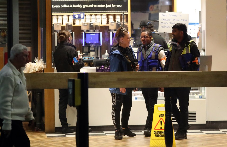 Security guards at the bakers don high-vis jackets and body cameras