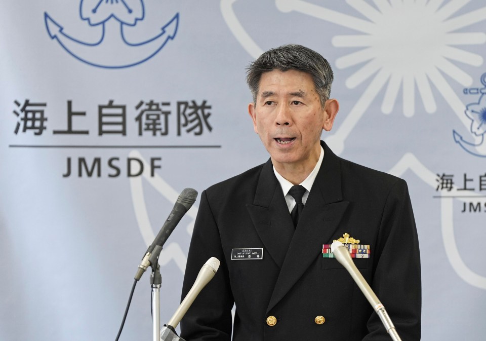 Japanese Navy Chief of Staff Ryo Sakai speaking about the crash on Saturday