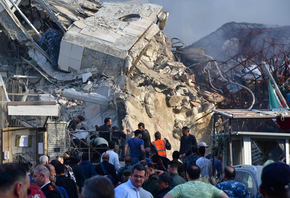 The Iranian embassy building in Syria's capital was destroyed in the strike