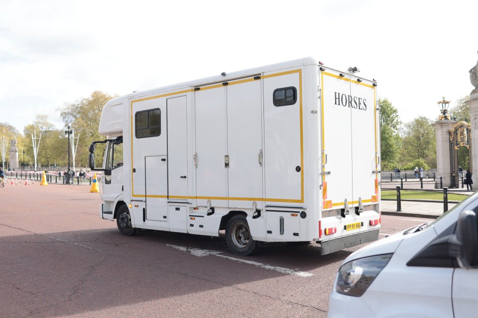 A military horse transport vehicle is seen at the scene near Buckingham Palace in Westminster