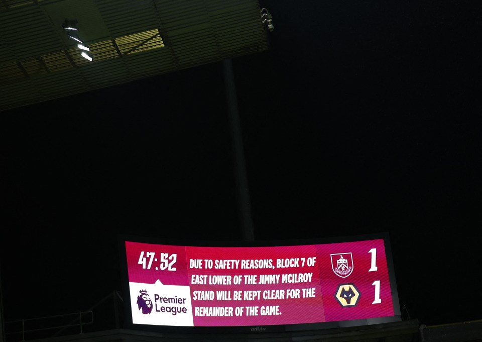 Burnley updated fans using the big screen