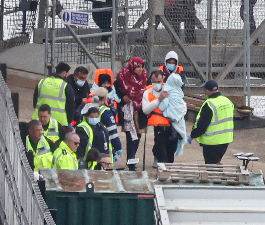 Migrants arrive at the port of Dover this morning