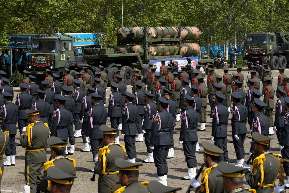 A Russian-made S-300 air defense system is carried on a truck during Iran's Army Day parade