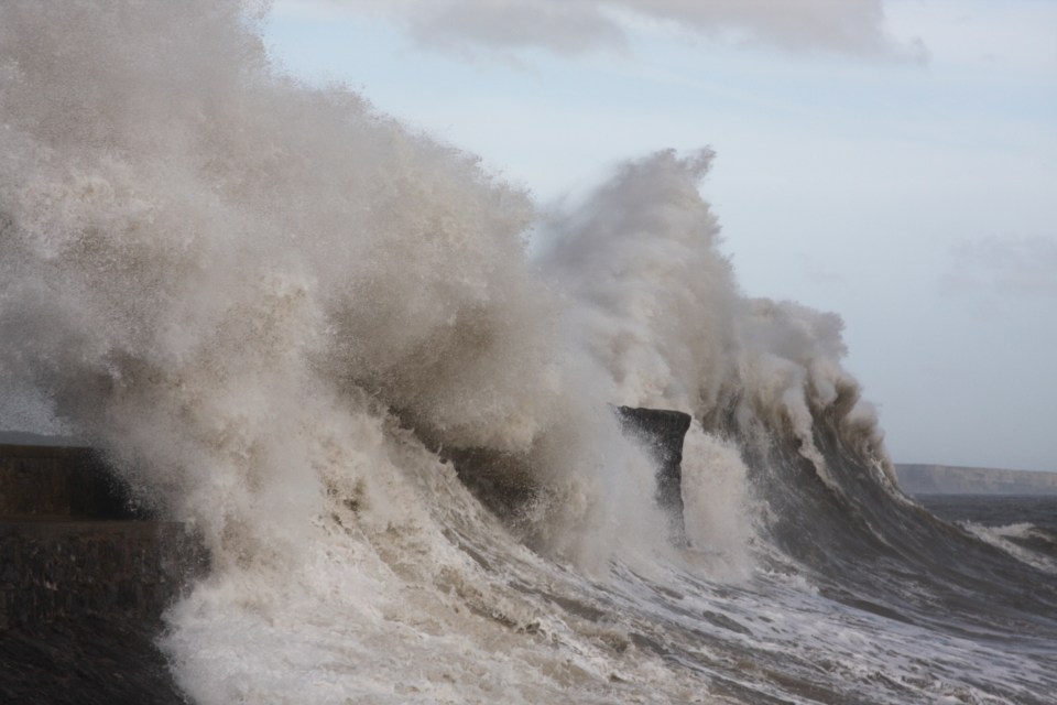 Enormous waves hit Porthcawl in South Wales