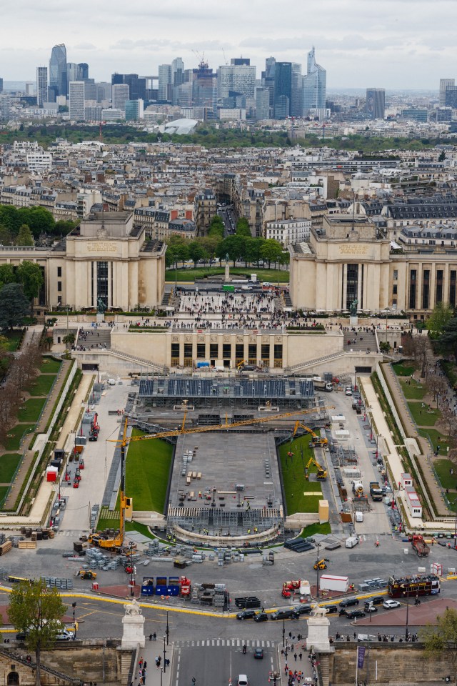 Constructions are underway at the Trocadero gardens - which may now help to host the opening ceremony