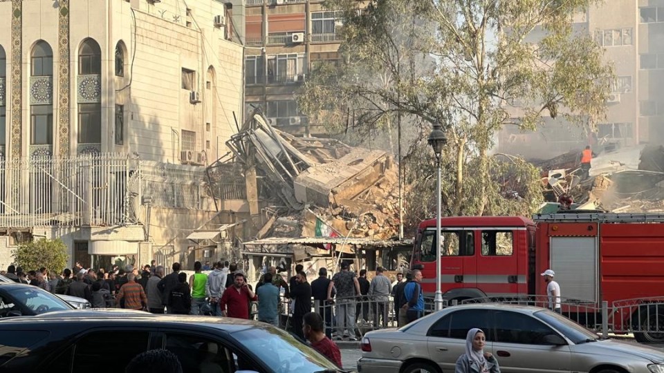 Horror pics showed the consulate building in Damascus, Syria reduced to rubble