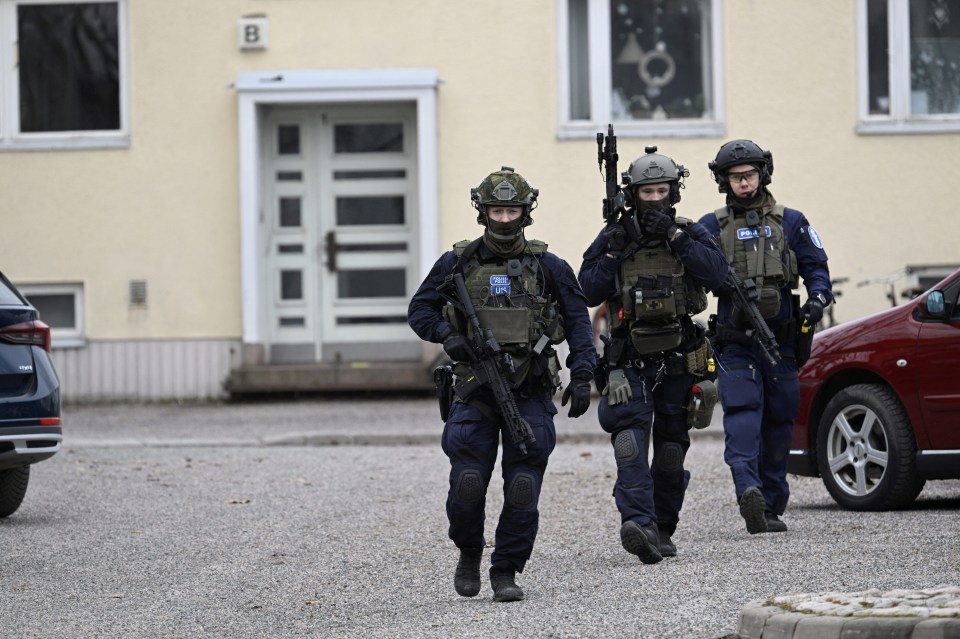 Armed cops at the scene on Tuesday