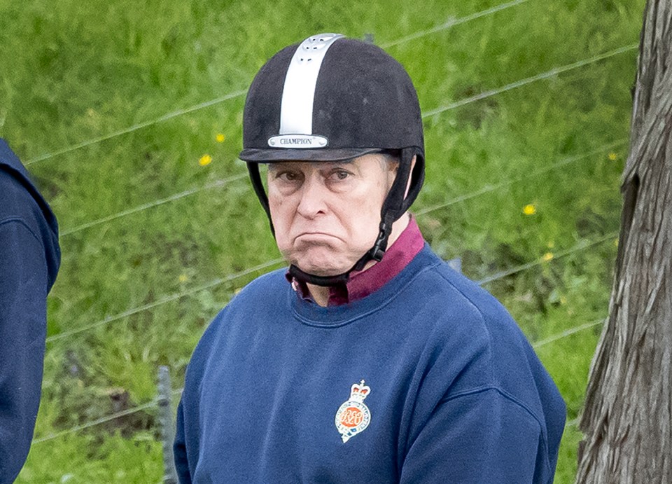 The duke was spotted looking glum on a horse ride earlier today